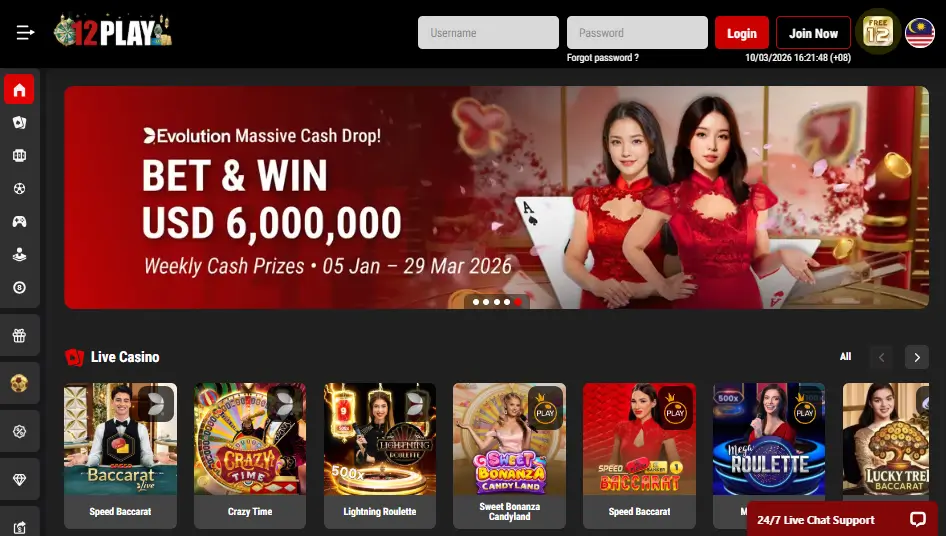 12Play Online Casino Homepage